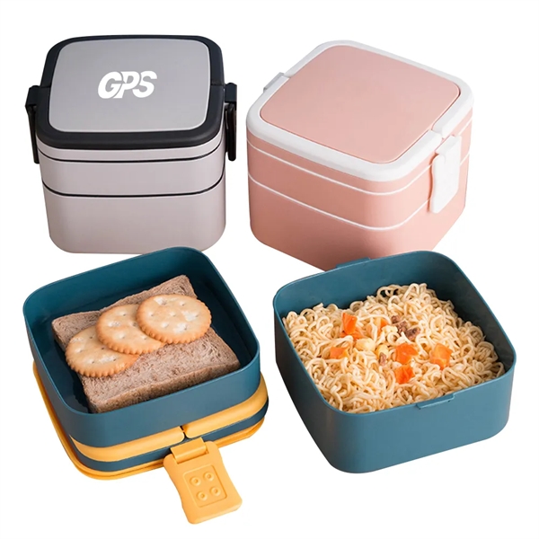 6 " Portable Double-Decker Bento Lunch Box - 6 " Portable Double-Decker Bento Lunch Box - Image 2 of 2