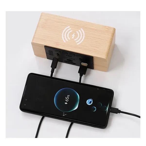 Wooden Digital Alarm Clock Wireless Charging - Wooden Digital Alarm Clock Wireless Charging - Image 1 of 2