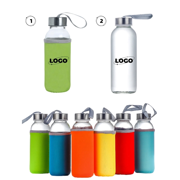 10oz Glass Water Bottle With Sleeve And Lanyard Outdoor Spor - 10oz Glass Water Bottle With Sleeve And Lanyard Outdoor Spor - Image 0 of 0