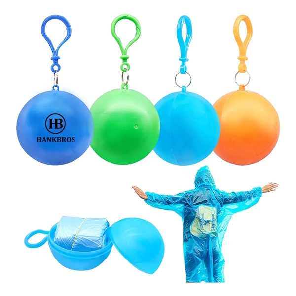 Disposable Poncho Ball With Keychain - Disposable Poncho Ball With Keychain - Image 0 of 2