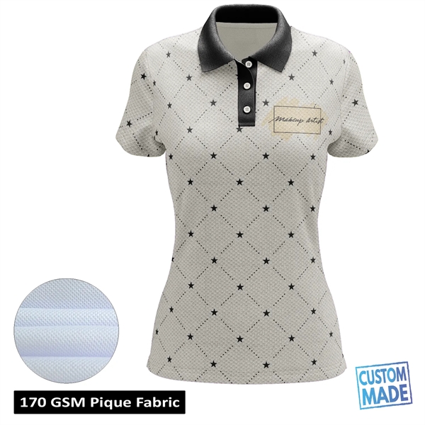 Women's Full Sublimation Short Sleeve Polo - Pique - Women's Full Sublimation Short Sleeve Polo - Pique - Image 0 of 2