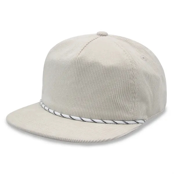 5 Panel Unstructed Corduroy Snapback Rope Hat - 5 Panel Unstructed Corduroy Snapback Rope Hat - Image 6 of 8