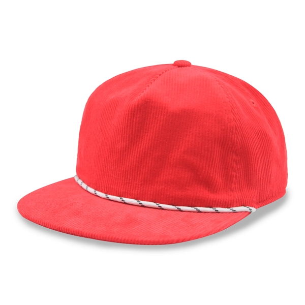 5 Panel Unstructed Corduroy Snapback Rope Hat - 5 Panel Unstructed Corduroy Snapback Rope Hat - Image 8 of 8
