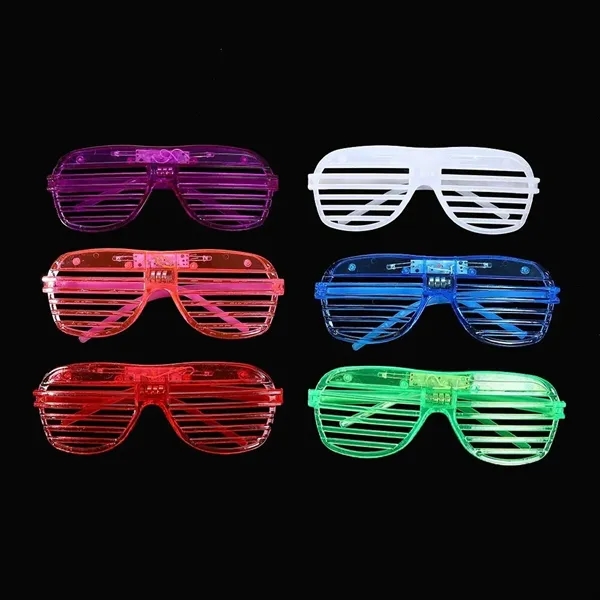 Flashing LED Light up Slotted Shutter Sunglasses - Flashing LED Light up Slotted Shutter Sunglasses - Image 0 of 2