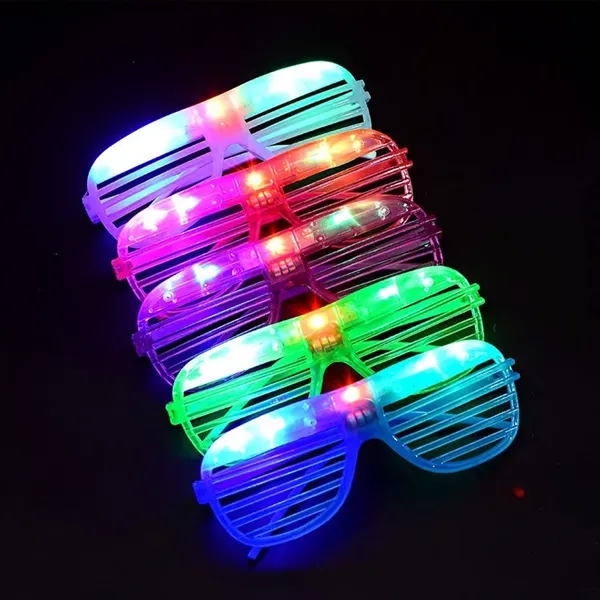 Flashing LED Light up Slotted Shutter Sunglasses - Flashing LED Light up Slotted Shutter Sunglasses - Image 1 of 2