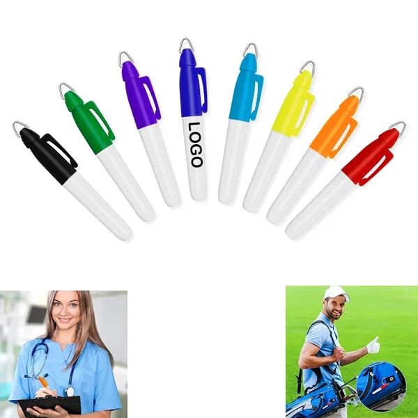 Permanent Markers with Golf Keychain Clip - Permanent Markers with Golf Keychain Clip - Image 0 of 5