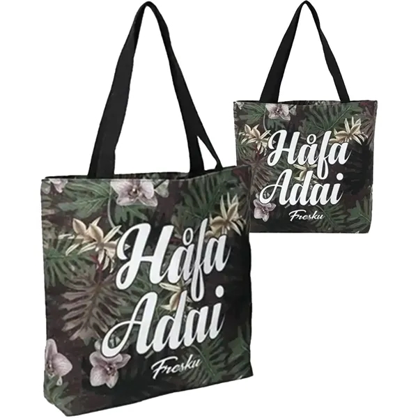 8 Oz Sublimated Poly Canvas Tote Bag w/ Gusset - 14"x16"x4" - 8 Oz Sublimated Poly Canvas Tote Bag w/ Gusset - 14"x16"x4" - Image 0 of 3