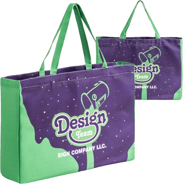12 Oz Sublimated Poly Canvas Tote Bag w/ Gusset - 20"x15"x5" - 12 Oz Sublimated Poly Canvas Tote Bag w/ Gusset - 20"x15"x5" - Image 1 of 3