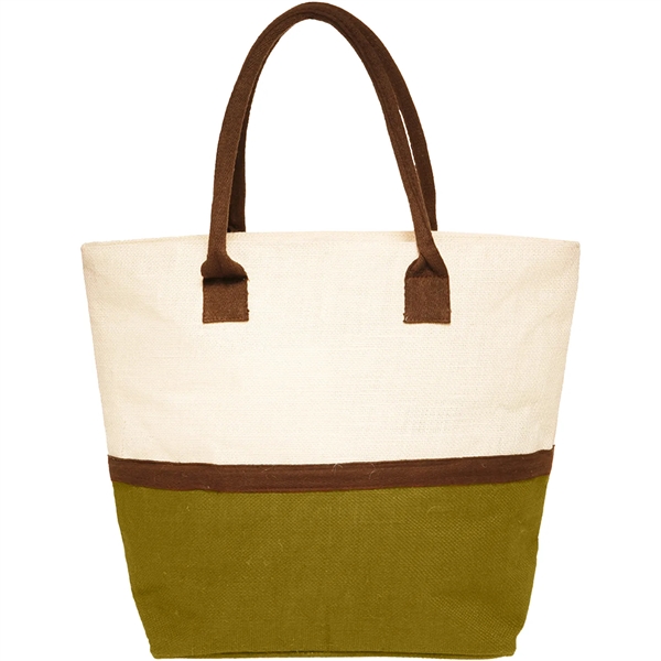 Eco-Friendly Beach Shopping Jute Tote Bag W/ Zipper - Eco-Friendly Beach Shopping Jute Tote Bag W/ Zipper - Image 3 of 6