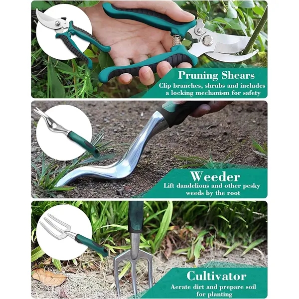11 Piece Aluminum Alloy Hand Tool Starter Kit with Garden Ba - 11 Piece Aluminum Alloy Hand Tool Starter Kit with Garden Ba - Image 2 of 4