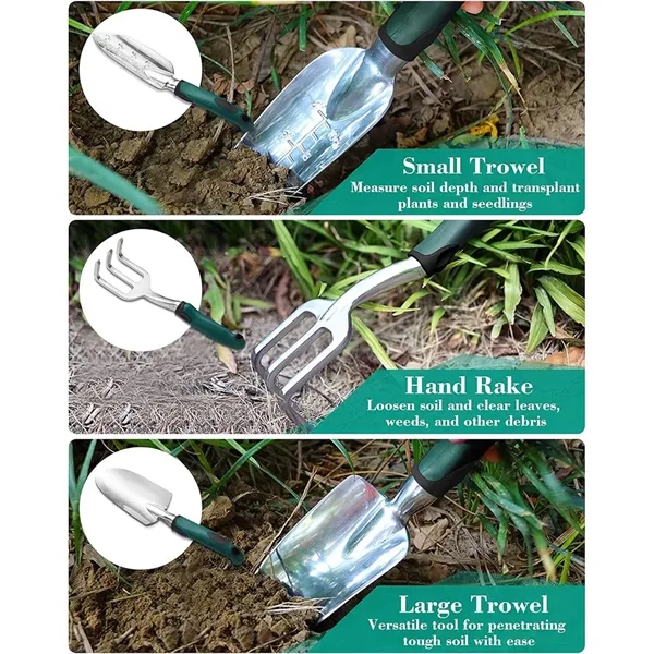 11 Piece Aluminum Alloy Hand Tool Starter Kit with Garden Ba - 11 Piece Aluminum Alloy Hand Tool Starter Kit with Garden Ba - Image 3 of 4