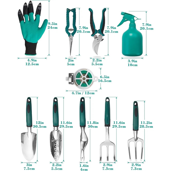 11 Piece Aluminum Alloy Hand Tool Starter Kit with Garden Ba - 11 Piece Aluminum Alloy Hand Tool Starter Kit with Garden Ba - Image 4 of 4