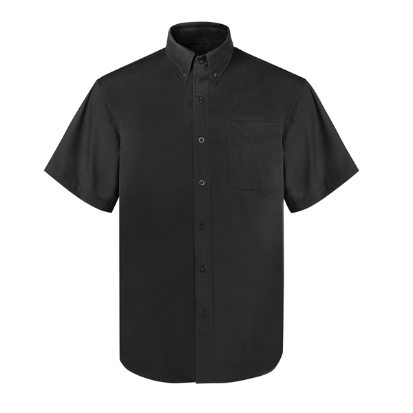 Men's Woven Short Sleeve Twill Button Down Dress Shirt - Men's Woven Short Sleeve Twill Button Down Dress Shirt - Image 7 of 7