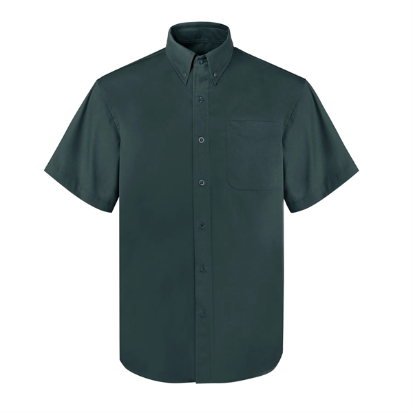 Men's Woven Short Sleeve Twill Button Down Dress Shirt - Men's Woven Short Sleeve Twill Button Down Dress Shirt - Image 6 of 7