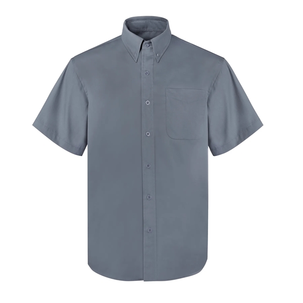 Men's Woven Short Sleeve Twill Button Down Dress Shirt - Men's Woven Short Sleeve Twill Button Down Dress Shirt - Image 5 of 7