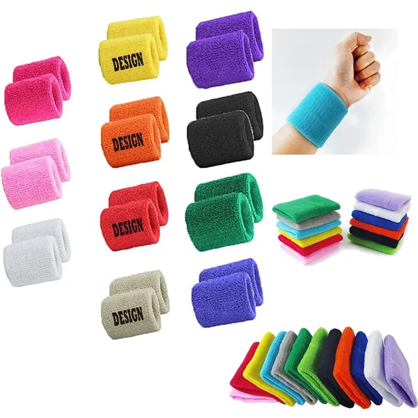 Colorful Cotton Sports Wristbands - Colorful Cotton Sports Wristbands - Image 1 of 4