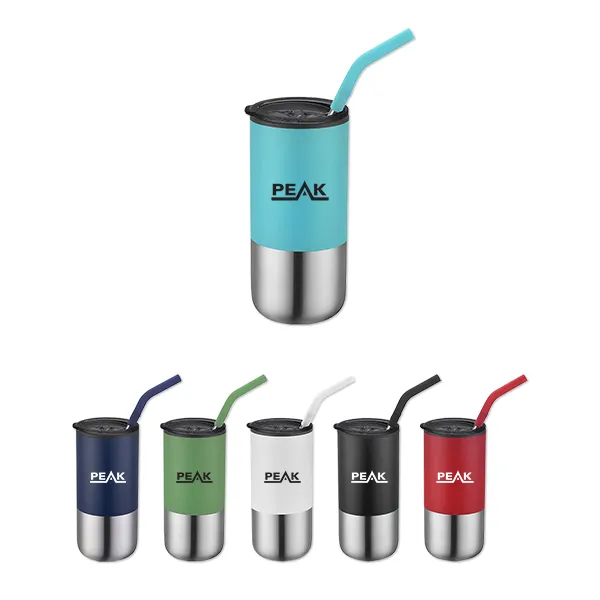 16 Oz. Double Wall Tumbler with Straw - 16 Oz. Double Wall Tumbler with Straw - Image 0 of 6