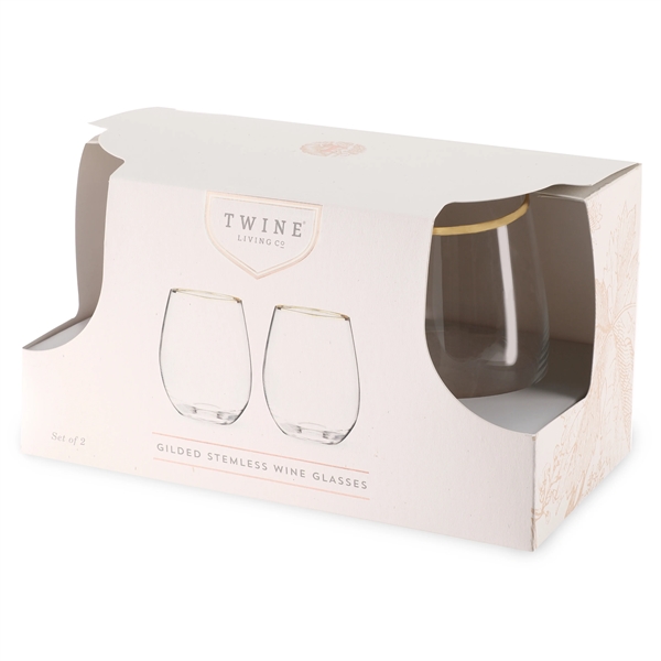 Gilded Stemless Wine Glass Set by Twine - Gilded Stemless Wine Glass Set by Twine - Image 2 of 3