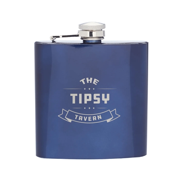 6 oz. Lazio Stainless Steel Hip Flask w/ Laser Engraving - 6 oz. Lazio Stainless Steel Hip Flask w/ Laser Engraving - Image 2 of 3