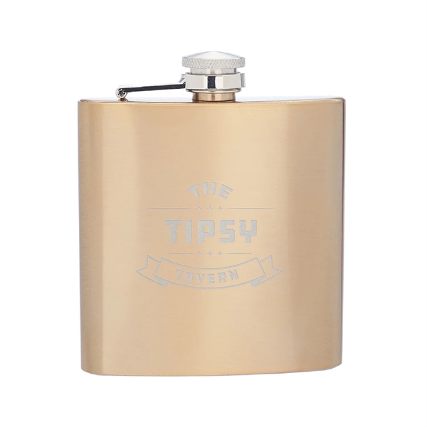 6 oz. Lazio Stainless Steel Hip Flask w/ Laser Engraving - 6 oz. Lazio Stainless Steel Hip Flask w/ Laser Engraving - Image 1 of 3