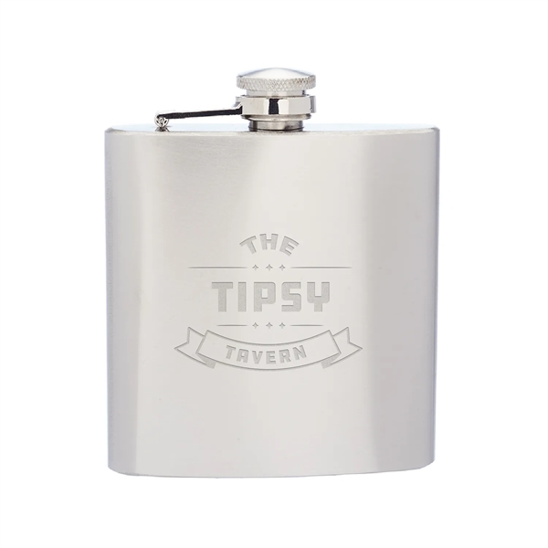 6 oz. Lazio Stainless Steel Hip Flask w/ Laser Engraving - 6 oz. Lazio Stainless Steel Hip Flask w/ Laser Engraving - Image 0 of 3