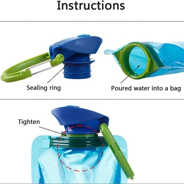 Collapsible Wide Mouth Anti-Bottle with Detachable Carabiner - Collapsible Wide Mouth Anti-Bottle with Detachable Carabiner - Image 1 of 4
