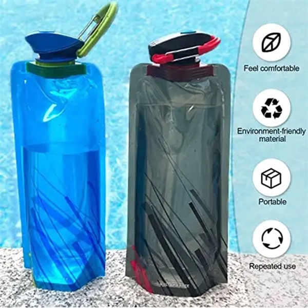 Collapsible Wide Mouth Anti-Bottle with Detachable Carabiner - Collapsible Wide Mouth Anti-Bottle with Detachable Carabiner - Image 3 of 4