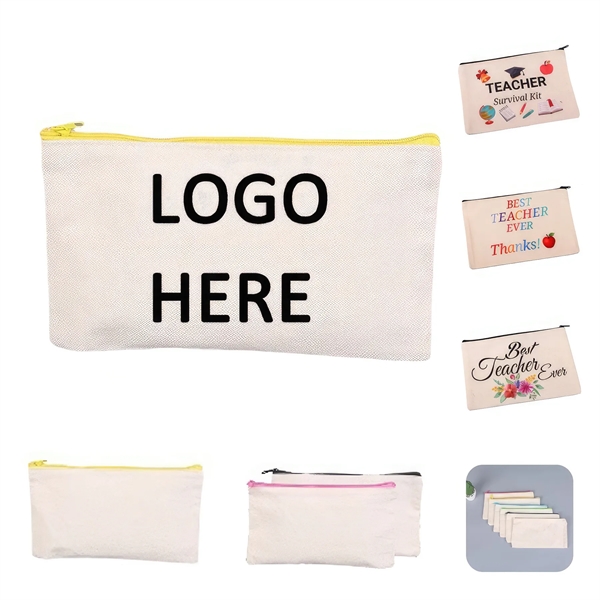 Canvas Pencil Pouch & Makeup Cosmetic Toiletry Bag - Canvas Pencil Pouch & Makeup Cosmetic Toiletry Bag - Image 0 of 1