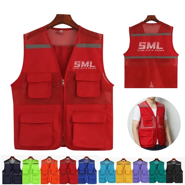 Reflective Safety Vest with Pouch - Reflective Safety Vest with Pouch - Image 0 of 2