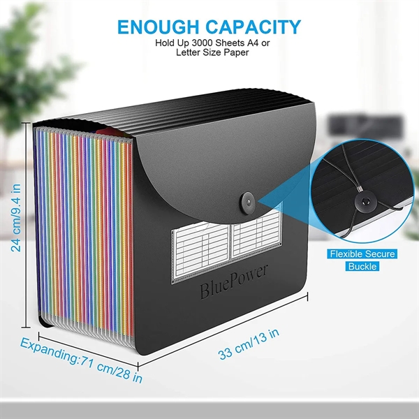 24 Pocket Expanding File Folder with Expandable Cover - 24 Pocket Expanding File Folder with Expandable Cover - Image 2 of 5