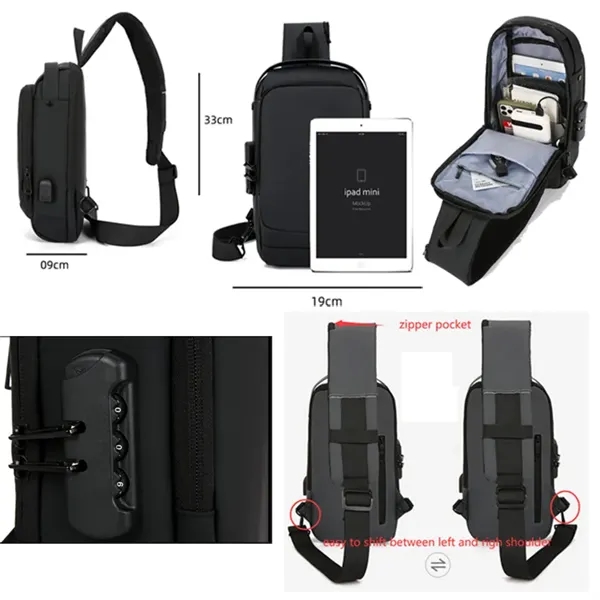 Waterproof Crossbody Sling Bag with Lock - Waterproof Crossbody Sling Bag with Lock - Image 2 of 2