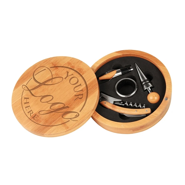 Portable Wine Accessory Kit In Bamboo Box - Portable Wine Accessory Kit In Bamboo Box - Image 0 of 5