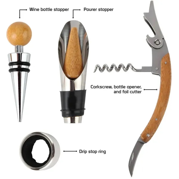 Portable Wine Accessory Kit In Bamboo Box - Portable Wine Accessory Kit In Bamboo Box - Image 1 of 5