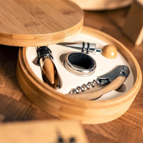 Portable Wine Accessory Kit In Bamboo Box - Portable Wine Accessory Kit In Bamboo Box - Image 3 of 5