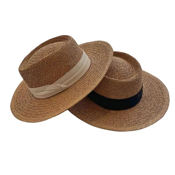 Womens Wide Brim Straw Summer Beach Sun Hat - Womens Wide Brim Straw Summer Beach Sun Hat - Image 0 of 5