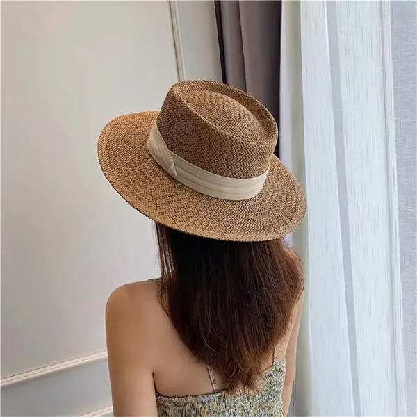 Womens Wide Brim Straw Summer Beach Sun Hat - Womens Wide Brim Straw Summer Beach Sun Hat - Image 1 of 5