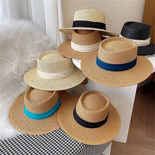 Womens Wide Brim Straw Summer Beach Sun Hat - Womens Wide Brim Straw Summer Beach Sun Hat - Image 2 of 5