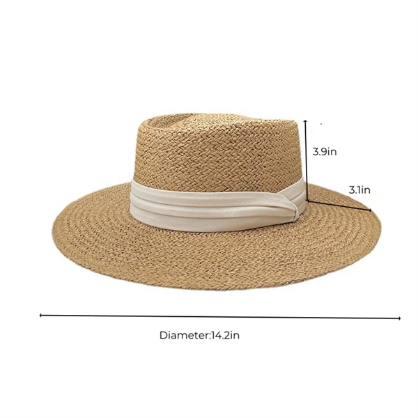 Womens Wide Brim Straw Summer Beach Sun Hat - Womens Wide Brim Straw Summer Beach Sun Hat - Image 3 of 5