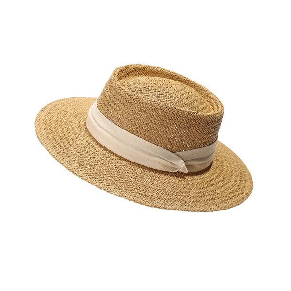 Womens Wide Brim Straw Summer Beach Sun Hat - Womens Wide Brim Straw Summer Beach Sun Hat - Image 5 of 5