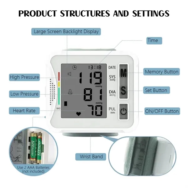 Portable Wrist Blood Pressure Monitor - Portable Wrist Blood Pressure Monitor - Image 1 of 5