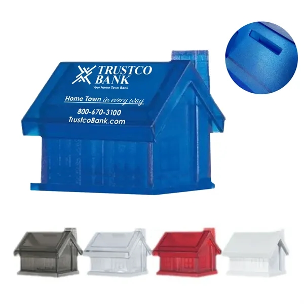Plastic House-Shaped Coin Bank(blue) - Plastic House-Shaped Coin Bank(blue) - Image 0 of 2