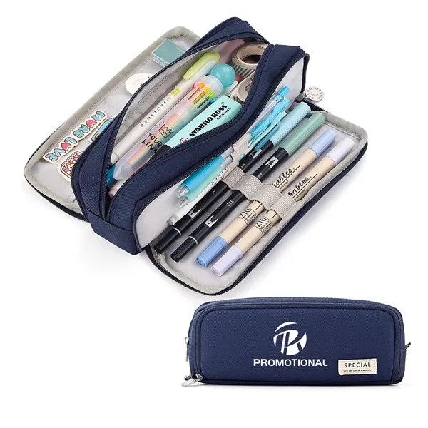 3 Compartment Pouch Pen Bag - 3 Compartment Pouch Pen Bag - Image 0 of 5