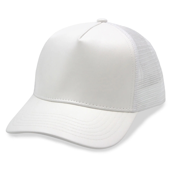 5 Panels PU Leather Trucker Cap - 5 Panels PU Leather Trucker Cap - Image 1 of 4