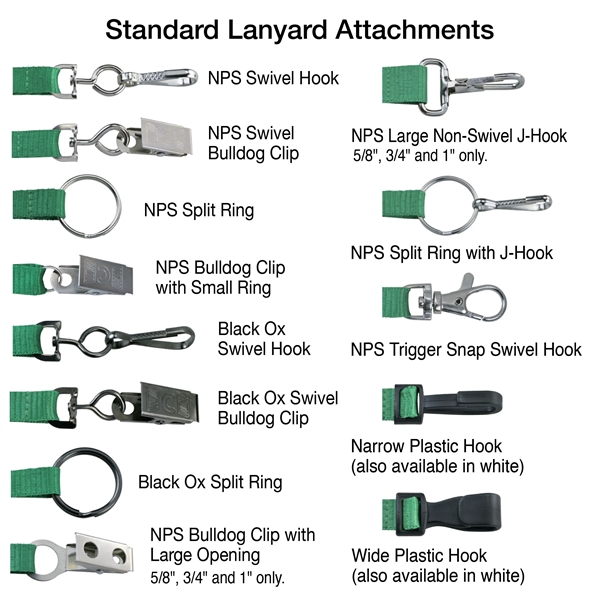 3/8" Custom Silkscreen Lanyards, Flat Ribbed Polyester - 3/8" Custom Silkscreen Lanyards, Flat Ribbed Polyester - Image 5 of 12