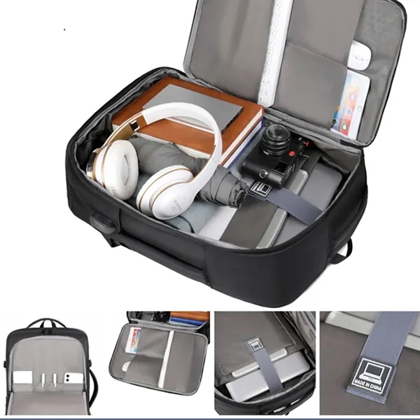 Expandable Business Carry-On Backpack with USB Charger Port - Expandable Business Carry-On Backpack with USB Charger Port - Image 2 of 9