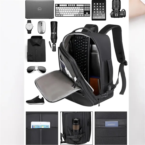 Expandable Business Carry-On Backpack with USB Charger Port - Expandable Business Carry-On Backpack with USB Charger Port - Image 7 of 9