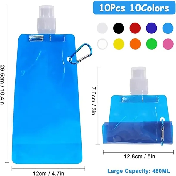 16oz Reusable Flexible Water Bottle With Carabiner - 16oz Reusable Flexible Water Bottle With Carabiner - Image 0 of 3