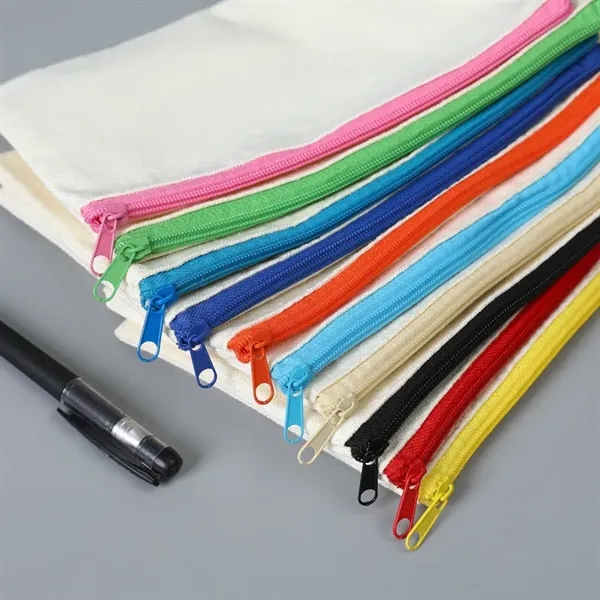 Customized Canvas Zippered Pencil Bag - Customized Canvas Zippered Pencil Bag - Image 2 of 6