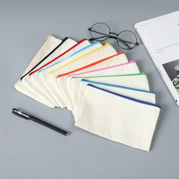 Customized Canvas Zippered Pencil Bag - Customized Canvas Zippered Pencil Bag - Image 1 of 6