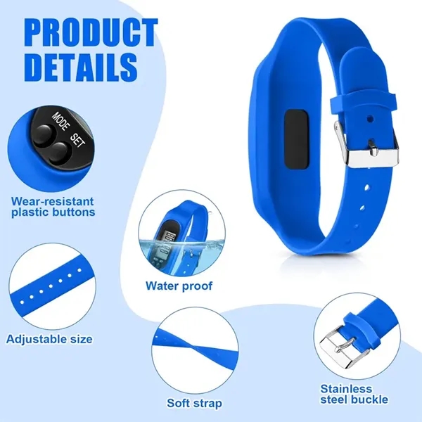 Silicone Fitness Tracker Pedometer Watch - Silicone Fitness Tracker Pedometer Watch - Image 2 of 5